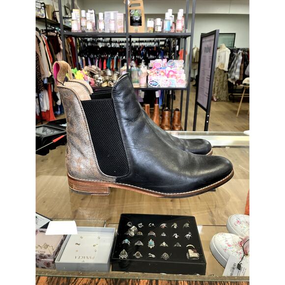 Joules Black and Bronze Chelsea Leather Ankle Boots - Picture 1 of 5